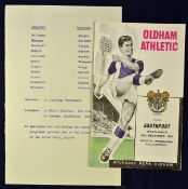 1962/63 Oldham Athletic v Southport programme (Oldham win 11-0, Bert Lister hits 6 goals, Oldham