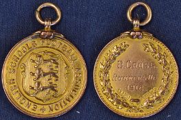 1912 Gold medal awarded to Benny Cross for runners-up in the English Schools FA trophy in