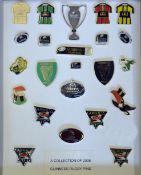 Nice selection of 2008 Guinness rugby pin badges including referees shirts, Rugby ball,