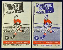 Football programmes Doncaster Rovers v Accrington Stanley 61/62 (final league season for Stanley)