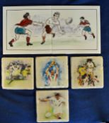 Interesting Handcrafted Italian Marble rugby related Coasters with images of Johnny Wilkinson and