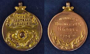 1920/1921 Gold Medal awarded to the Division 1 Champions Burnley FC player Benjamin (Benny) Cross.