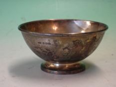 Silver Bowl of plain form. Engraved initials. Birmingham 1929. 4 ½