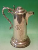 Silver Plated Coffee Pot of plain cylinder form. Engraved initials. 12