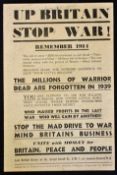 WWII 1939 Anti War Small Poster issued by Mosley's 