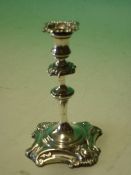 Silver Taperstick Rococo in form, engraved inscription. 5