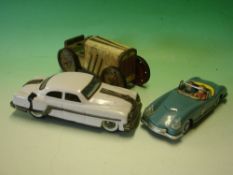 A Polish Tin Plate Saloon Car Friction motor, together with a Chinese tin plate roadster and a