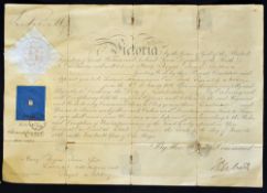 Interesting 1857 Royal Artillery Commission signed by 'Queen Victoria