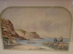 H Claydon. Beach scene with fisher folk and boats. Signed and dated 1895. Watercolour on paper 8 ½