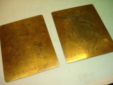 A Pair of Armorial Copper Plates bearing the arms of G.W. Burrows. 19th century. 6