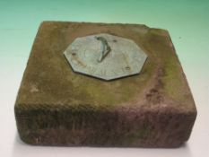 Garden Statuary. A sundial on quarried stone base. 11 ½
