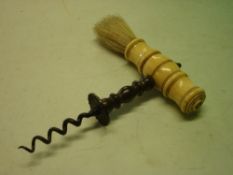 A George 111 Corkscrew. Turned bone handle with cork brush. 5 ¾