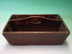 A Stained Pine Cutlery Tray of tapered form. 14