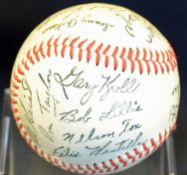 Signed c1966 Houston Astros Baseball featuring players such as Robin Roberts, Joe Morgan, Ron
