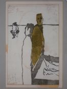 Manner of Picasso. Figure study. Bears signature and annotations. Inscribed verso. Mixed media 9