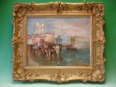 English School. Venetian scene. Signed initials 