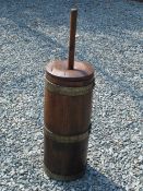 A Coopered Butter Churn. Oak with lid and dasher, the churn 20