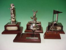 Five Plated Golf Trophies