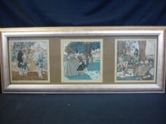 Pierre Brissaud. Three fashion prints mounted in one frame