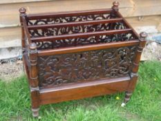 A Rosewood Music Canterbury with two divisions and foliate scrolling fret carved sides, over a