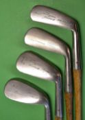 Set of 4x R Ferguson Prestwick rustless playable irons to incl jigger, mid iron, mashie and mashie