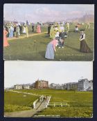 2x St Andrews Old Course coloured golfing postcards 1904 onwards to include 