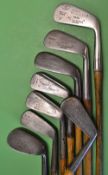 8x assorted irons to incl matching pair of F.H Ayres 
