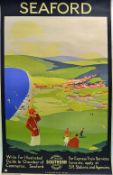Danvers, Verney L ORIGINAL SEAFORD SOUTHERN RAILWAY GOLFING POSTER c1926 original large railway
