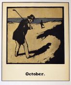 Nicholson, Sir William original lithograph Golfing print entitled 'OCTOBER
