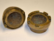 Victorian brass gutty golf ball mould - square line pattern overall 2.75 x 2.75