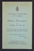 1936 Official Amateur Championship Golf Programme - for Monday 25th May at St Andrews. Including '