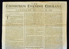 1773 The Edinburgh Evening Courant - Saturday, September 18th - Golf Announcement - see p.3 col.3 