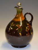 Scarce Royal Doulton Kingsware Golfing Whisky flagon c1915- c/w the original Dewars stopper - dark