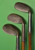 3x Fairlie's pat anti shank niblicks - makers include Tom Stewart, J.D Edgar Gosforth Pk and D
