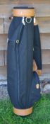 Fine and new black canvass and light tanned leather golf bag - made in England - circular shaped