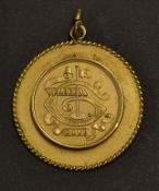 1895 Neasden Golf Club yellow metal medal - the obverse is embossed Neasden 