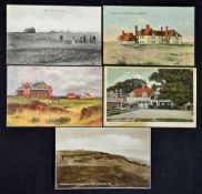 5x early Sandwich Golf Club postcards to include coloured view of 