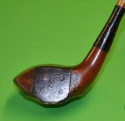 Tom Gallop stained persimmon patent spoon with a 'Confidus' brass angle sole plate,  with full