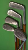 Matching half set of 5x Cochrane's Bowline cleek mark irons and putter to incl 3x Walter Hagen a