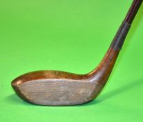 James Braid wooden mallet head putter - fitted with full brass sole plate and 