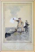 Lendon, William Warwick SGA (b.1883 -) A HUMOROUS GOLFING CARTOON c1920 - pen, ink and watercolour