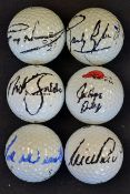 6x Open Golf Champions personally used and signed golf balls - to incl Nick Faldo Precept Tour 