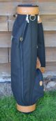 Fine and new black canvass and light tanned leather golf bag - made in England - circular shaped