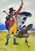 Roe, Frederick RI: RBC (1864-1947) A GOLFING CARTOON watercolour on paper with touches of body
