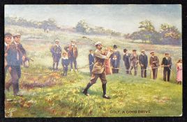 Scarce Harry Vardon Open Golf Champion colour golfing postcard - titled 