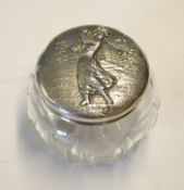 Fine American sterling silver and cut glass dressing table jar c1920 - with a detailed sterling