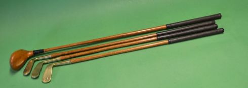 Fine set of J B Halley's junior clubs comprising a brassie, 3x brass heads clubs incl an iron,