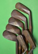 Full set of 6x early D Anderson & Son St Andrews irons c1900 - a rare set from the late guttie
