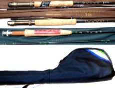 RODS & CASE: (4) Three brand new shop stock carbon fly rods, Greys of Alnwick GPRL Rod, 9'6