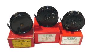 REELS: (3) Three Allcock fly reels with boxes, incl. scarce Aerialite fly reel, 3.25